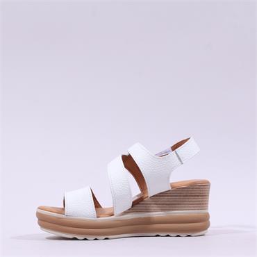 Oh My Sandals Cross Velcro Wedge - White